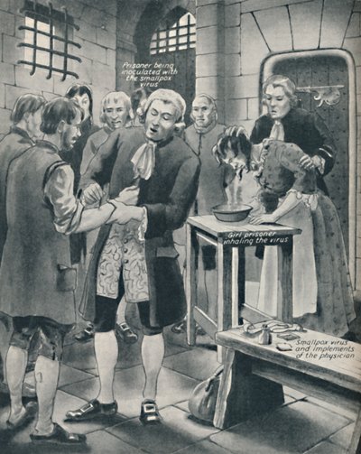 Donner la variole aux prisonniers en prison, fin 18e siècle, c1934 - Unbekannt