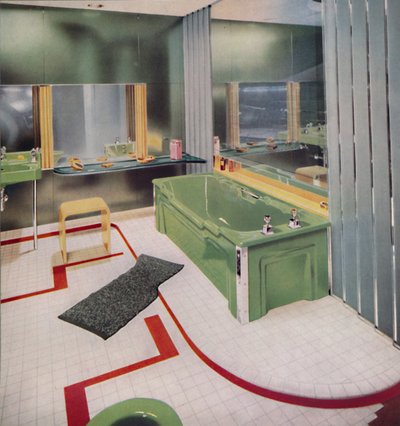 Verre et carrelage dans la salle de bain moderne, 1938 - Unbekannt