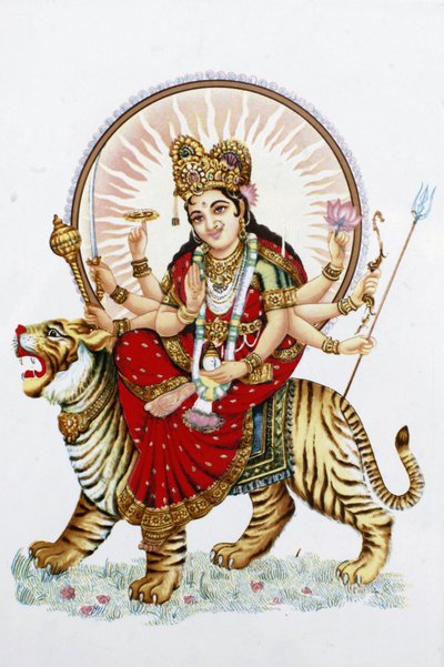 Déesse Sherawali (Durga) chevauchant un tigre, Rishikesh, Inde - Unbekannt