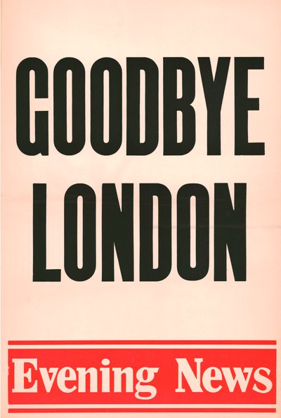 Adieu Londres, affiche du Evening News, 1980 - Unbekannt