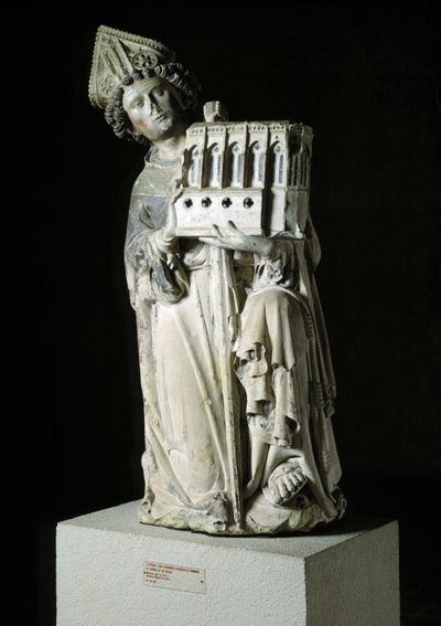 Art gothique : représentation de Jean Tissandier, évêque de Rieux-Volvestre en tant que donateur. Statue de la chapelle de Rieux dans l