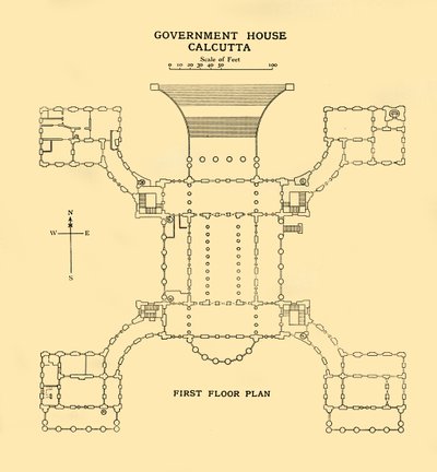 Plan du premier étage de la Maison du Gouvernement, Calcutta - Unbekannt
