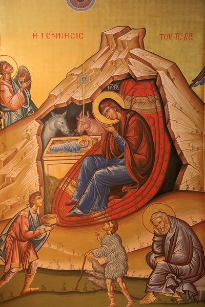 Icône orthodoxe grecque représentant la naissance du Christ, Thessalonique, Grèce - Unbekannt