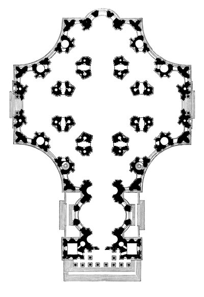 Plan au sol de la cathédrale Saint-Paul, Londres, deuxième conception, 17ème siècle, 1882 - Unbekannt