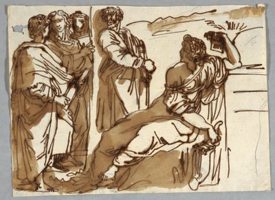 Groupe avec Pétrarque et Sappho au Parnasse après Raphaël Sanzio - Unbekannt