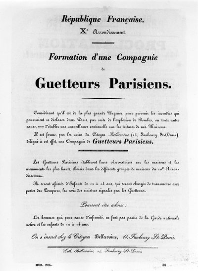 Guetteurs parisiens, des affiches politiques françaises de la Commune de Paris, mai 1871 - Unbekannt