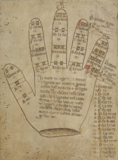 Main guidonienne avec syllabes de solmisation, 16e siècle - Unbekannt