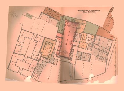 Plan de Guild Hall, ville de Londres, vers 1750, 1886 - Unbekannt
