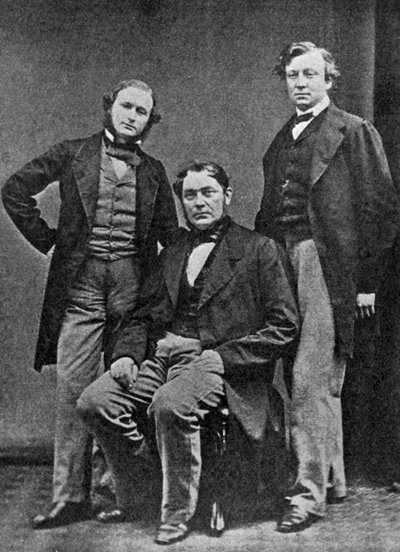 Gustav Kirchhoff, Robert Bunsen et Henry Roscoe, scientifiques, vers 1860 - Unbekannt