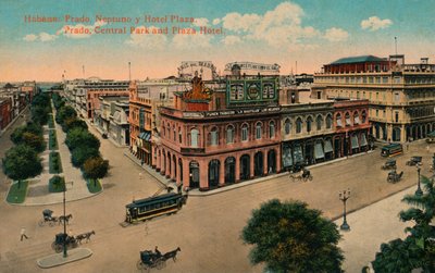 Habana: Prado, Neptuno et Hôtel Plaza. Prado, Parc Central et Hôtel Plaza, vers 1910 - Unbekannt