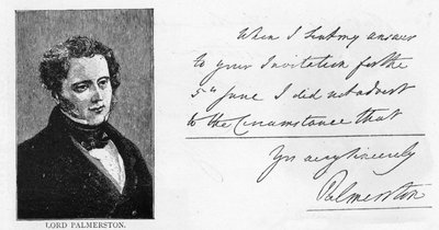 Écriture et signature de Henry John Temple, 3e vicomte Palmerston - Unbekannt