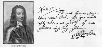Écriture et signature de John Hampden d