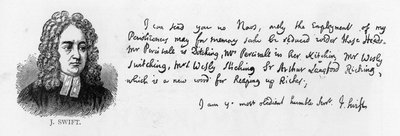 Écriture et signature de Jonathan Swift, 17 avril - Unbekannt