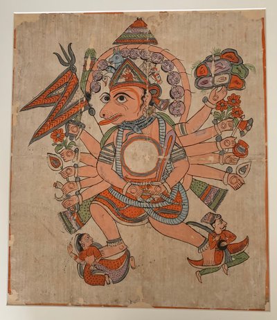 Hanuman dans sa forme tantrique à cinq têtes Pancha Mukha, vers la fin du XIXe siècle - Unbekannt