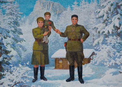 Famille heureuse. Kim Il-sung et sa femme Kim Jong-suk avec leur fils Kim Jong-Il, années 1960 - Unbekannt