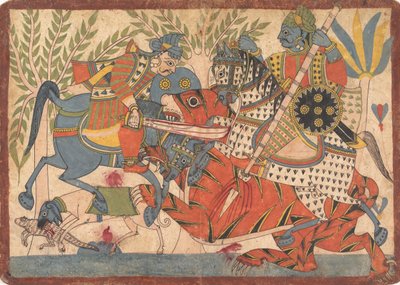 Harishchandra et son ministre tuant un tigre, folio d