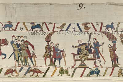 Harold et le comte Guy de Ponthieu discutent ensemble à Beaurain, Tapisserie de Bayeux - Unbekannt