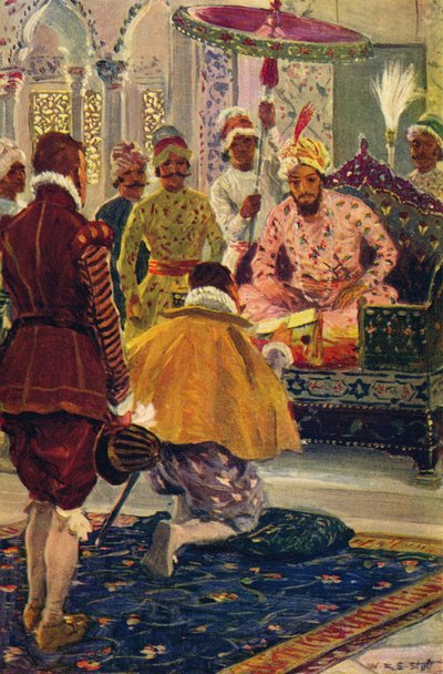Hawkins présentant la lettre du Roi Jacques au Grand Moghol, 1608 c1912 - Unbekannt