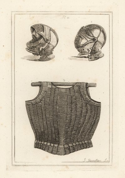 Casque trouvé à Bosworth Field, et cuirasse flexible en lamelles de métal sur cuir, dit appartenir à Henri VIII - Unbekannt