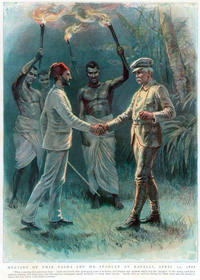 Henry Morton Stanley, journaliste et explorateur gallois, rencontrant Emin Pasha à Kavalli, 29 avril 1888 - Unbekannt