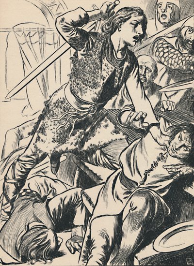 Hereward et ses hommes attaquent les Normands, vers 1907 - Unbekannt