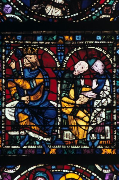 Hérode et ses conseillers, vitrail, cathédrale de Chartres, France, 1145-1155 - Unbekannt