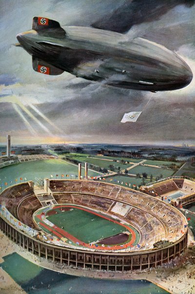 Zeppelin Hindenburg au-dessus du stade olympique, Berlin, 1936 - Unbekannt