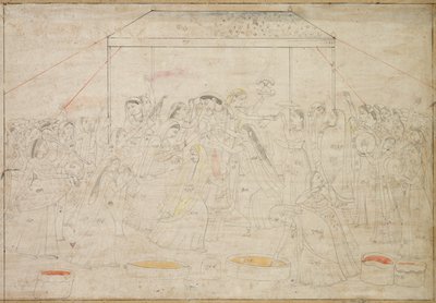 Dieu hindou Krishna habillé en vêtements de femme pour le festival de printemps Holi, c. 1790 - Unbekannt