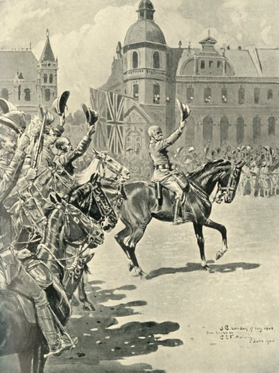 Hissage du drapeau britannique à Pretoria : Lord Roberts menant les acclamations pour la reine, 1900, 1901 - Unbekannt