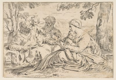 Sainte Famille avec Sainte Élisabeth et Saint Jean-Baptiste, copie inversée, ca. 1639 ou après - Unbekannt