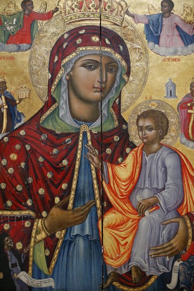 Église du Saint-Sépulcre, catholicon orthodoxe grec, icône de la Vierge Marie et de l