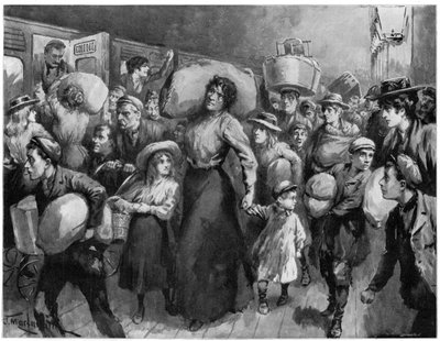 Cueilleurs de houblon quittant le pont de Londres à minuit, 1900 - Unbekannt