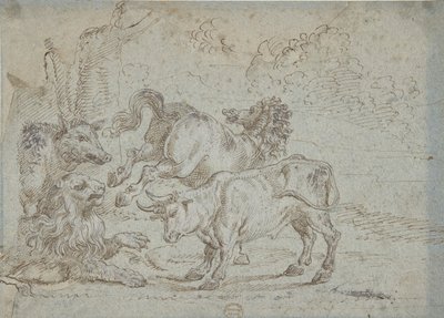 Cheval, Taureau, Lion et Sanglier, 17ème siècle - Unbekannt
