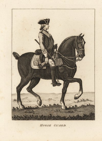 Garde à cheval, en uniforme militaire avec tricorne, mousquet - Unbekannt