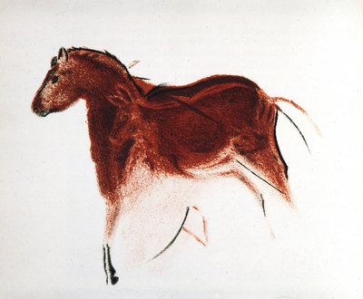 Cheval et biche, peinture rupestre paléolithique d