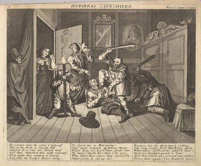 Hudibras catéchisé Planche 9 : Illustrations de Hudibras de Samuel Butler, 1725-30 - Unbekannt