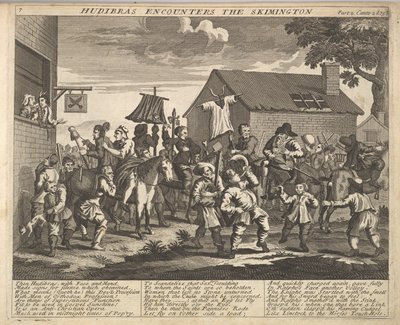 Hudibras rencontre le Skimmington, Illustrations de Samuel Butler - Unbekannt