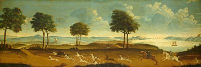 Scène de chasse avec un port, XVIIIe siècle - Unbekannt