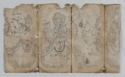 Dessin iconographique des êtres éclairés tantriques verso, vers 1500 - Unbekannt