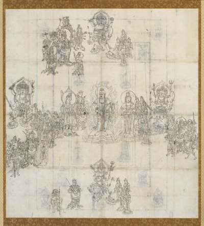 Esquisse iconographique Zuzo pour le Mandala du Sutra des Rois Bienveillants, 1100s - Unbekannt