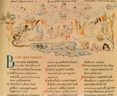 Illustration et partie du texte du Psaume 103, vers 1000-1050, 1947 - Unbekannt