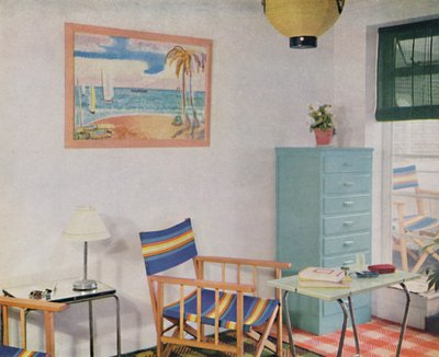 Dans ce petit appartement londonien, on a utilisé des meubles bon marché, 1940 - Unbekannt