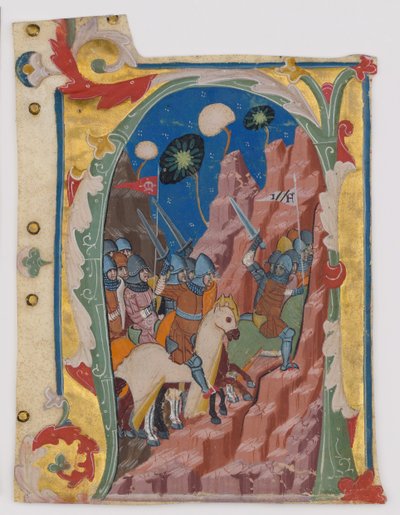 Initiale A avec la bataille des Maccabées, italien, vers 1360-70 - Unbekannt