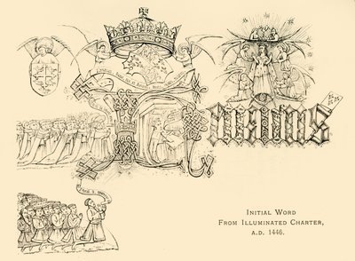 Mot initial de la charte illuminée, A.D. 1446, 1911 - Unbekannt