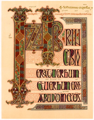 Page initiale des Évangiles de Lindisfarne, fin du 7e ou début du 8e siècle - Unbekannt