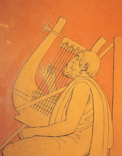 Vue intérieure de dessins figuratifs décoratifs de représentation symbolique masculine de la Grèce antique dans la salle à manger à Holmwood, Glasgow (photo) - Unbekannt