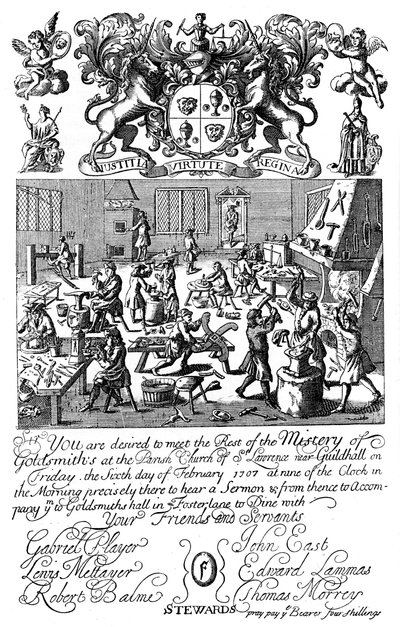 Invitation à une réunion de la Goldsmiths Company, 1707, 1894 - Unbekannt
