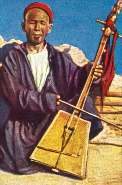 Musicien itinérant, Mongolie, vers 1928 - Unbekannt