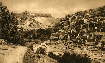Jérusalem - Vallée de Cédron, Siloé et muraille de la ville, vers 1918-1939 - Unbekannt
