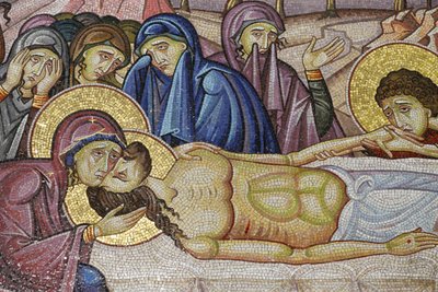 Jésus déposé dans le nouveau tombeau de Joseph d